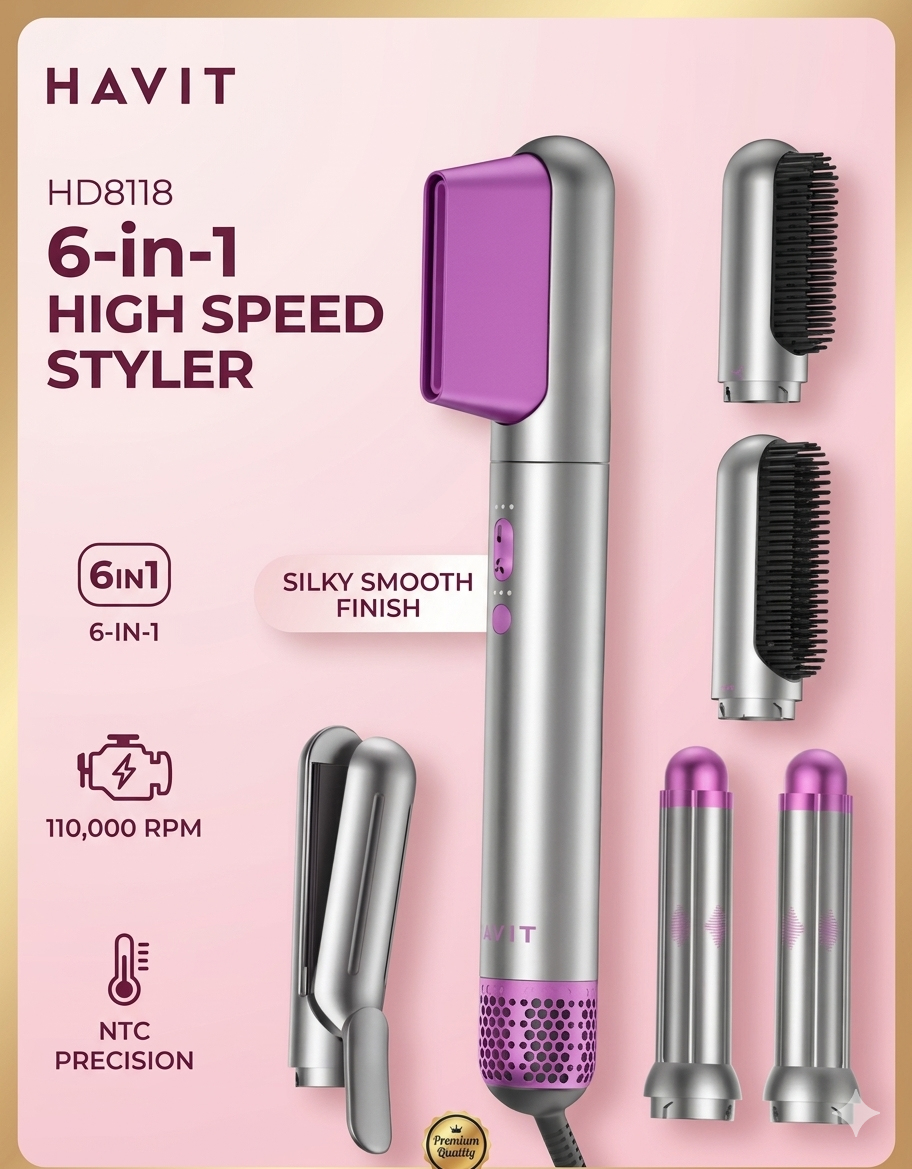 Havit HD8118 6-in-1 High-Speed Hair Dryer