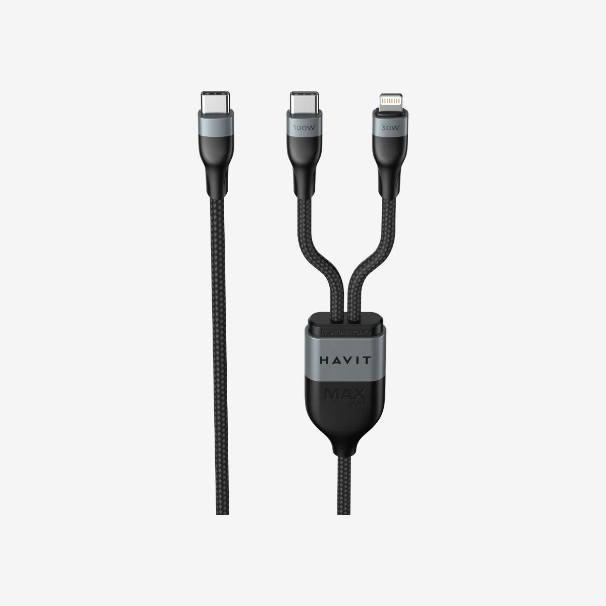 HAVIT CB6326 2-in-1 USB-C Charging Cable – 100W USB-C & 30W Lightning