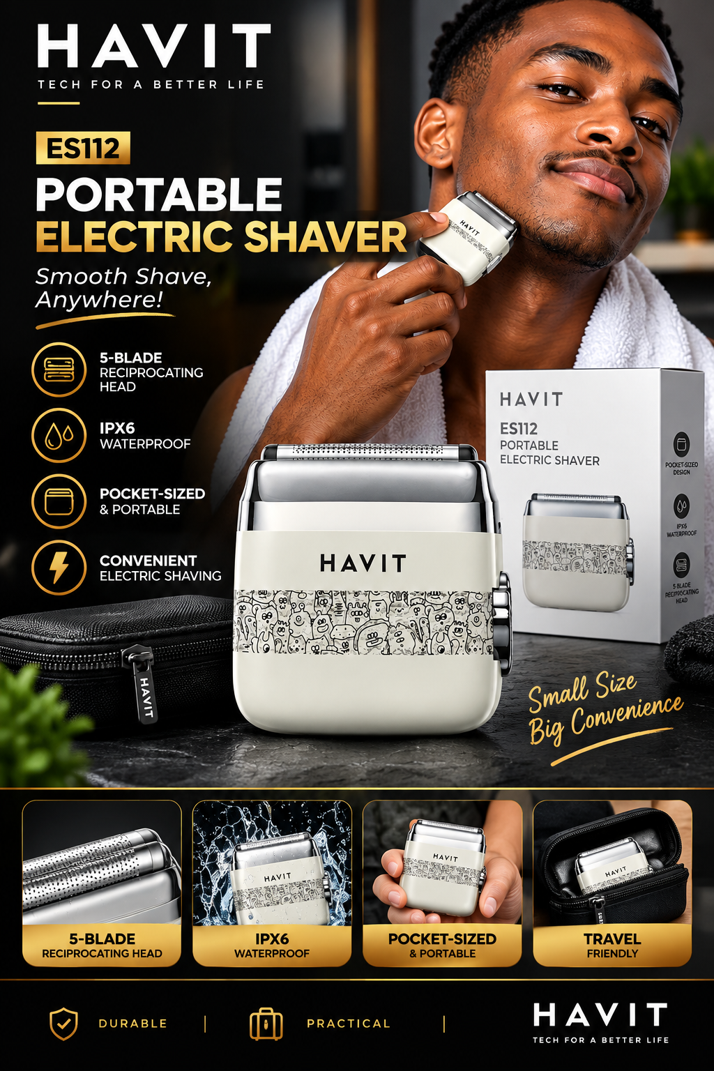 Havit ES112 Portable Electric Shaver — Smooth Shave, Anywhere! 🪒