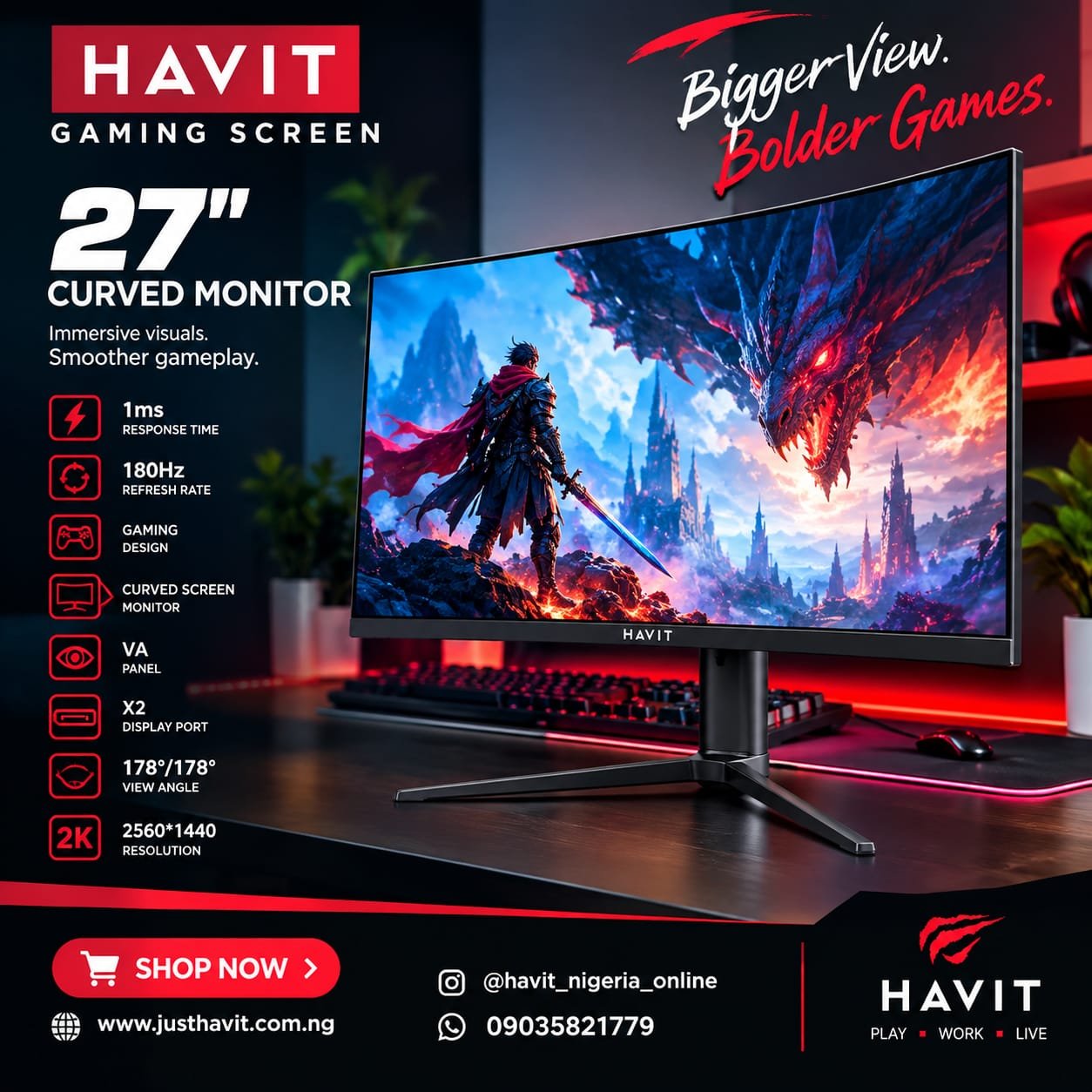 Havit GSC107 27-Inch Curved Gaming Monitor